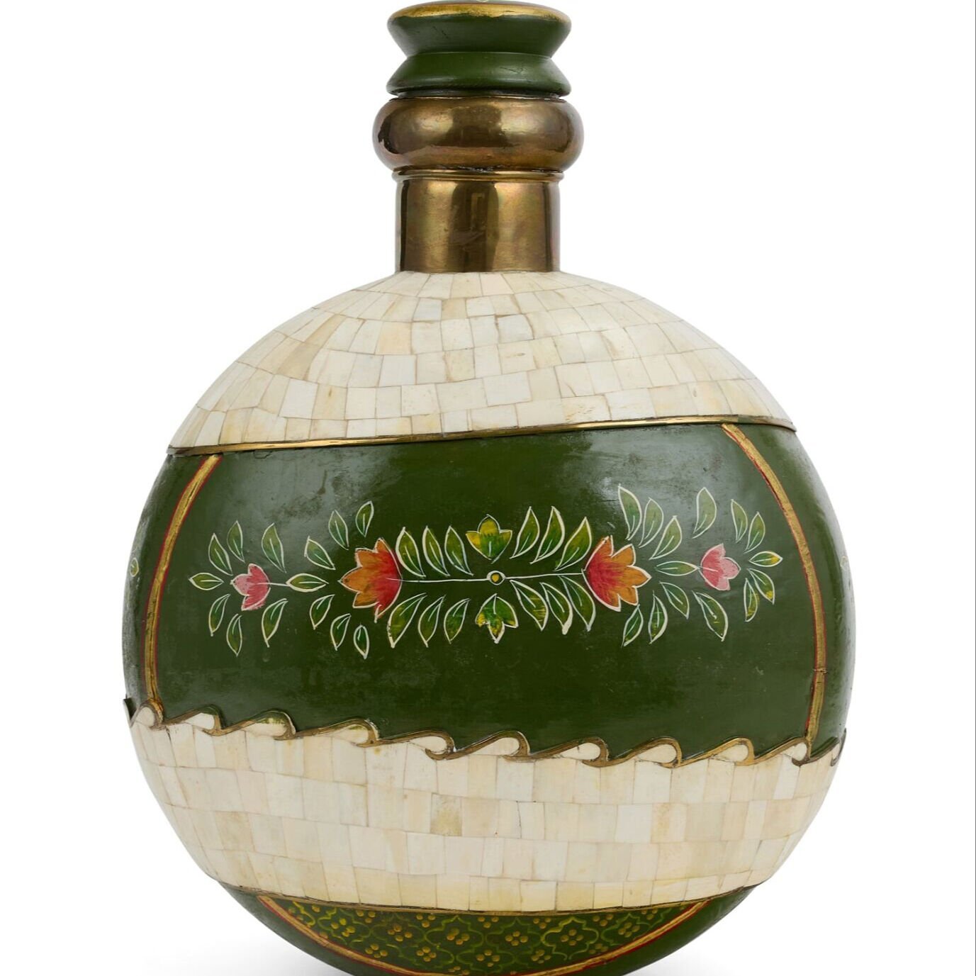 Yeşil El Boyama Kemik Şişe