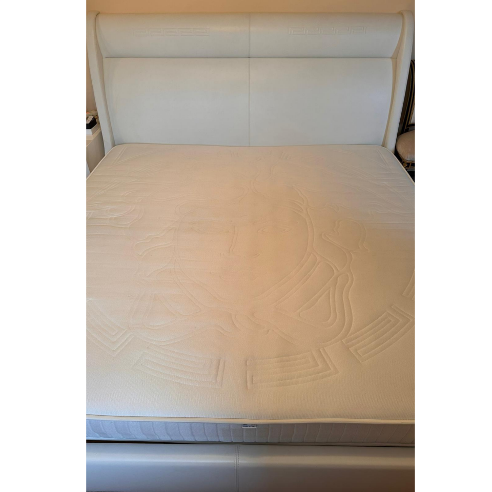 Versace Deri Beyaz Karyola - Yatak Altlığı