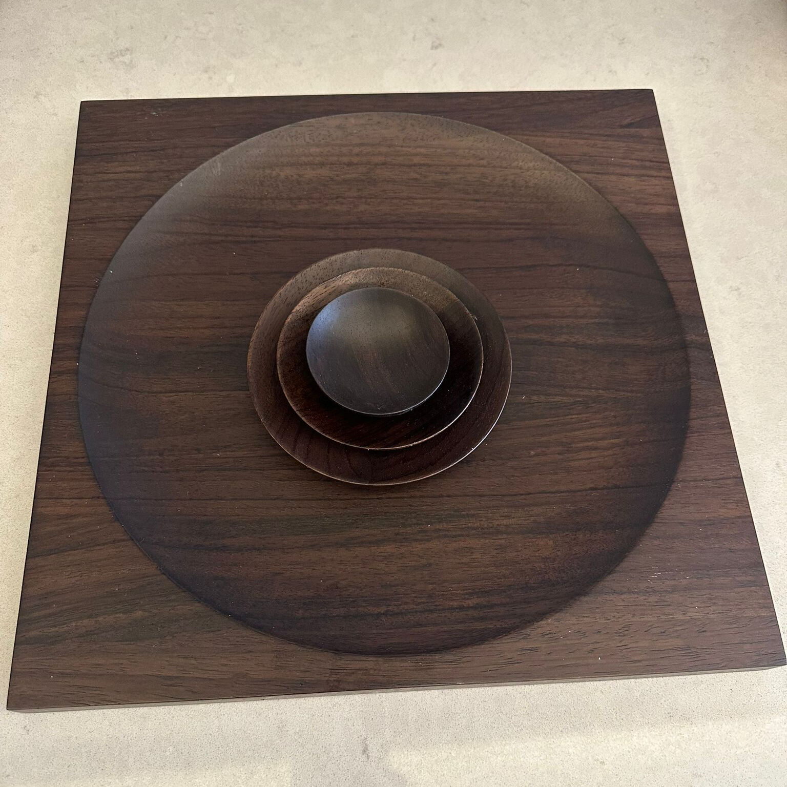 Hermes 4 Parçalı Ahşap Kase ve Kare Tepsi Uyumlu Set