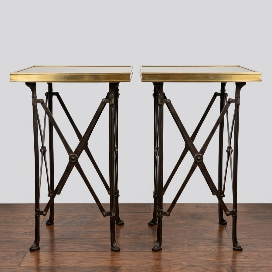 Mis en Demeur Geridon Montaigne Pirinç Granit Çift Sehpa